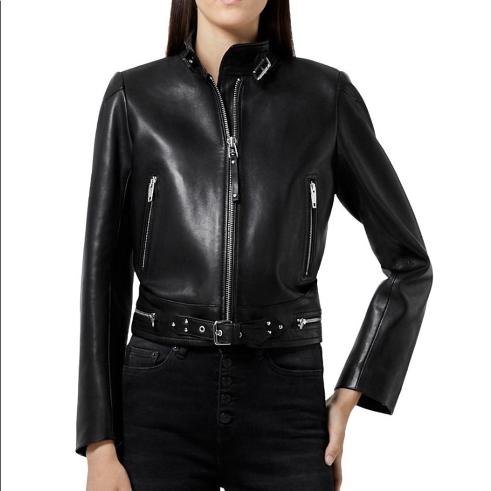 The Kooples High Neck Leather Jacket